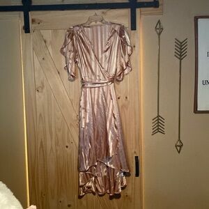 SHEIN Rose Gold/Coral Flowy Wrap Dress